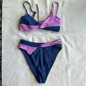 L*Space Ringo Twist Colorblock Bikini Top & Nancy Lee Bottoms indigo-rosebud M
